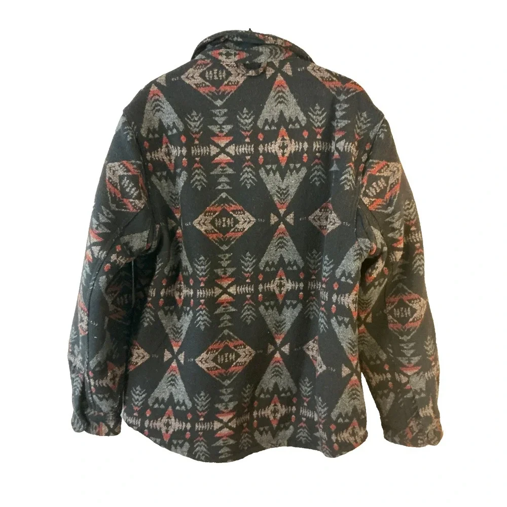 Jachs Flannel Aztec Southwest Sherpa Lined Wool Blend Flannel Men Size M